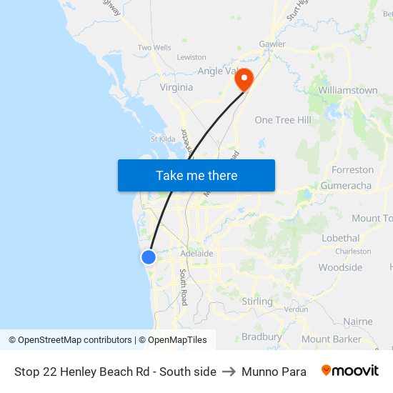 Stop 22 Henley Beach Rd - South side to Munno Para map
