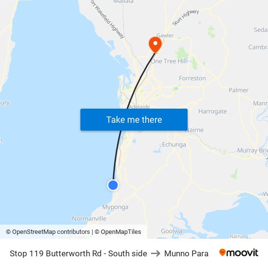 Stop 119 Butterworth Rd - South side to Munno Para map