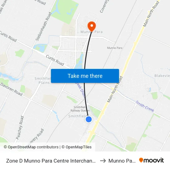 Zone D Munno Para Centre Interchange to Munno Para map