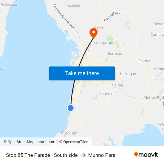 Stop 85 The Parade - South side to Munno Para map