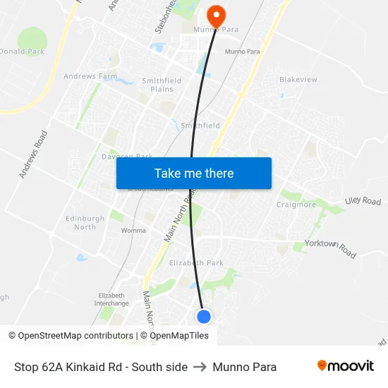 Stop 62A Kinkaid Rd - South side to Munno Para map