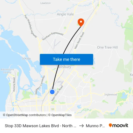Stop 33D Mawson Lakes Blvd - North side to Munno Para map
