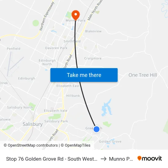 Stop 76 Golden Grove Rd - South West side to Munno Para map