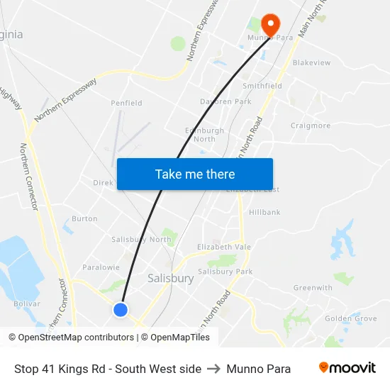 Stop 41 Kings Rd - South West side to Munno Para map