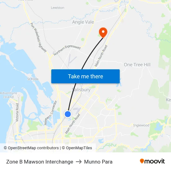 Zone B Mawson Interchange to Munno Para map