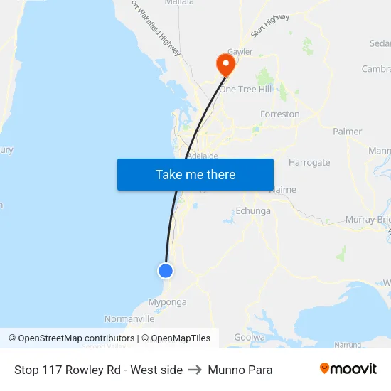 Stop 117 Rowley Rd - West side to Munno Para map