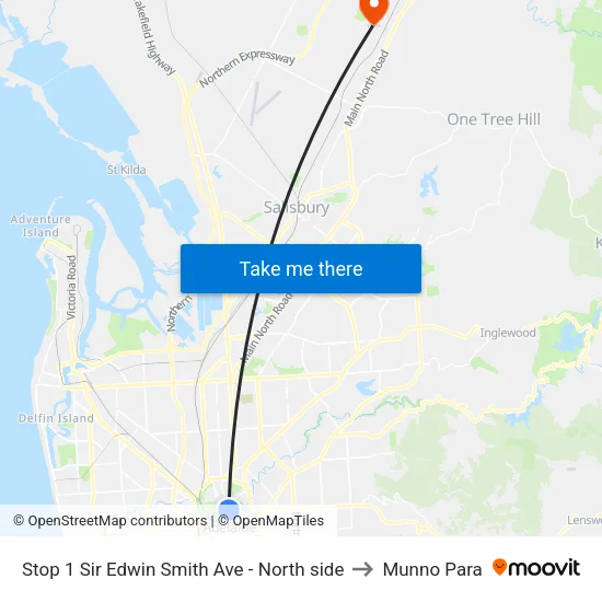 Stop 1 Sir Edwin Smith Ave - North side to Munno Para map