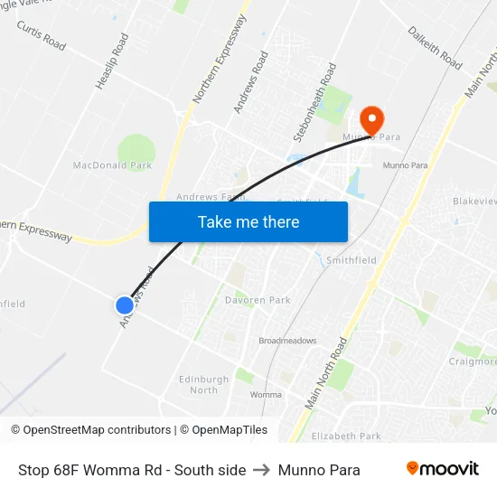 Stop 68F Womma Rd - South side to Munno Para map
