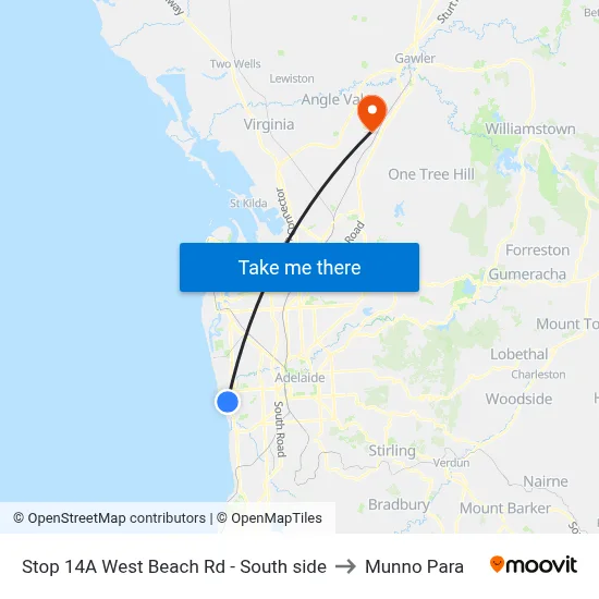 Stop 14A West Beach Rd - South side to Munno Para map