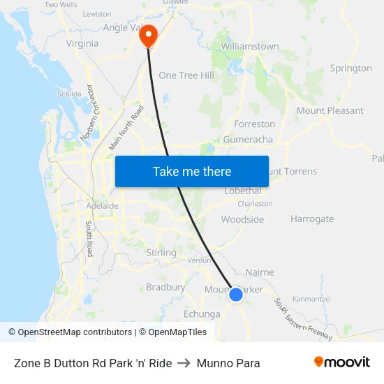 Zone B Dutton Rd Park 'n' Ride to Munno Para map