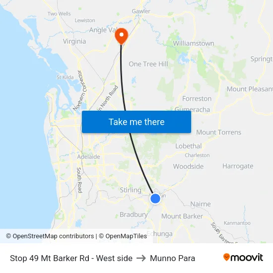 Stop 49 Mt Barker Rd - West side to Munno Para map
