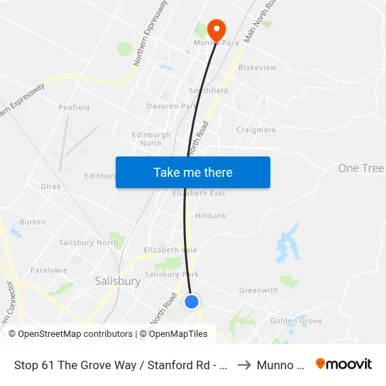 Stop 61 The Grove Way / Stanford Rd - South side to Munno Para map