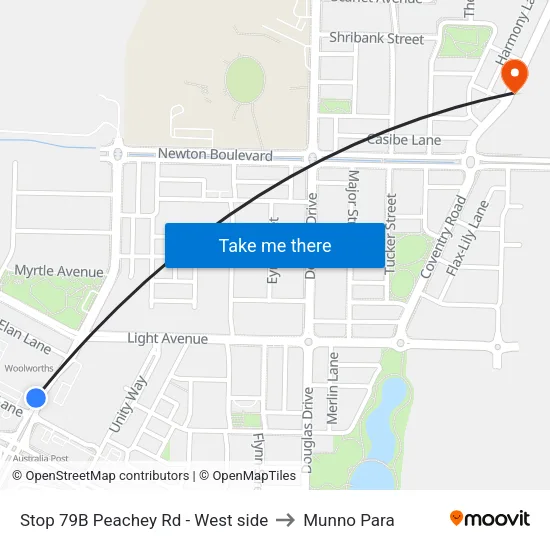 Stop 79B Peachey Rd - West side to Munno Para map