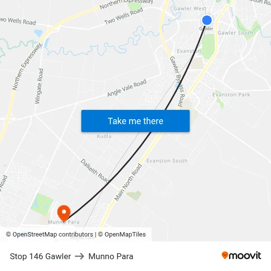 Stop 146 Gawler to Munno Para map