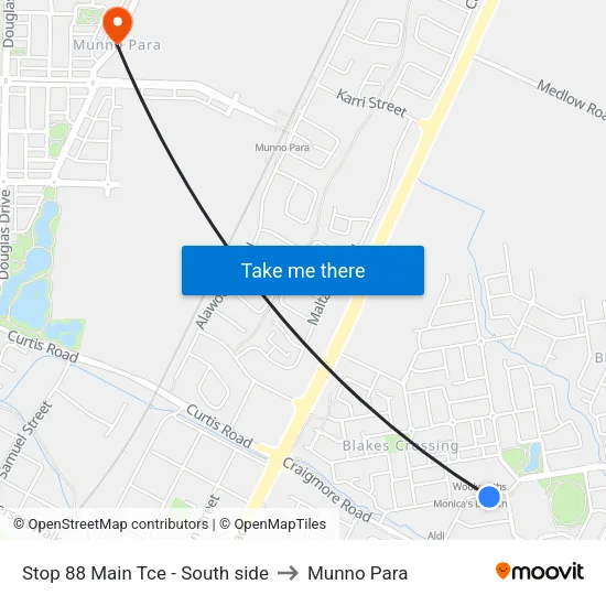 Stop 88 Main Tce - South side to Munno Para map
