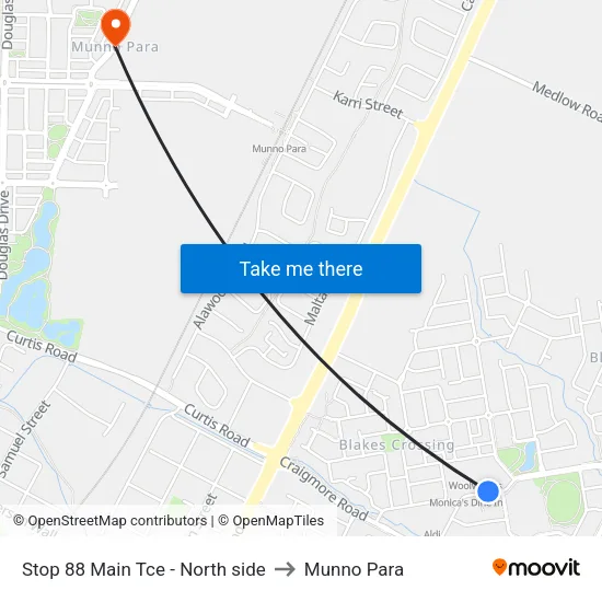 Stop 88 Main Tce - North side to Munno Para map