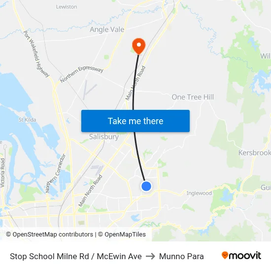 Stop School Milne Rd / McEwin Ave to Munno Para map