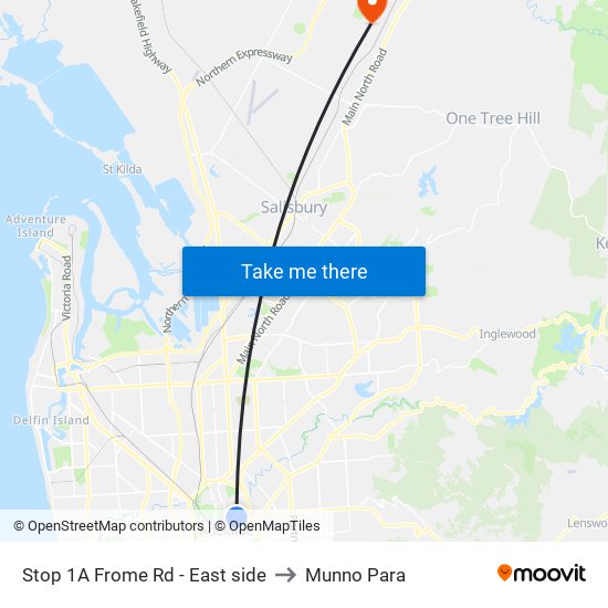 Stop 1A Frome Rd - East side to Munno Para map