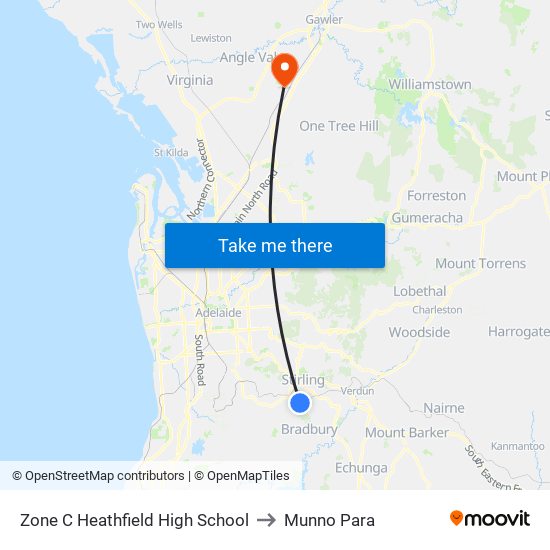 Zone C Heathfield High School to Munno Para map