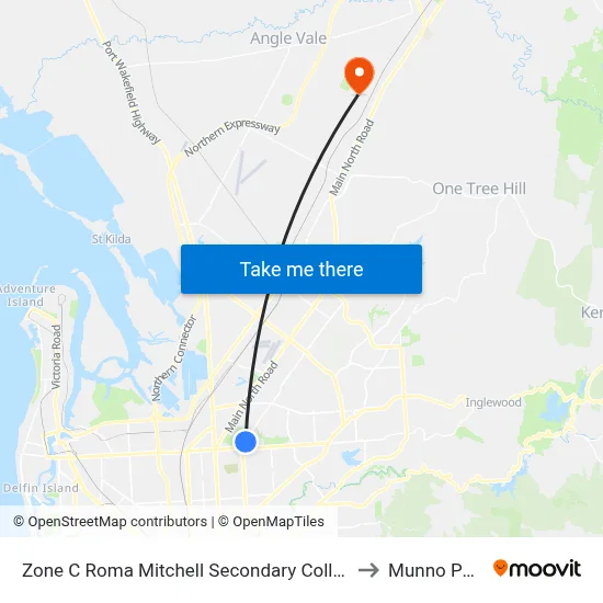 Zone C Roma Mitchell Secondary College to Munno Para map