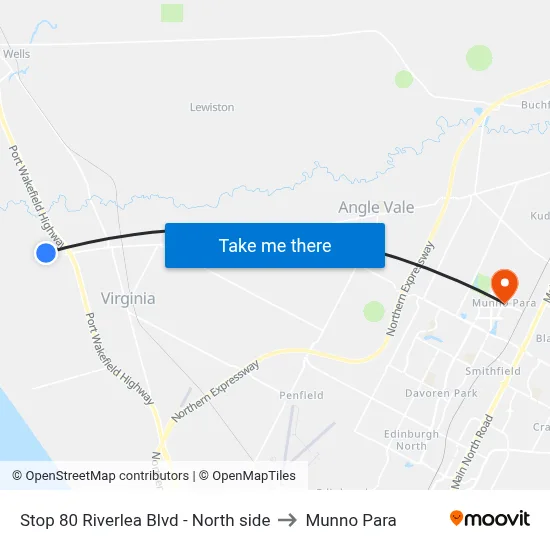 Stop 80 Riverlea Blvd - North side to Munno Para map
