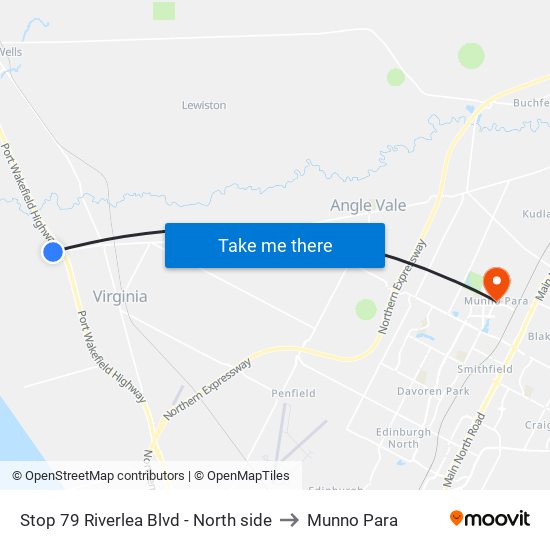 Stop 79 Riverlea Blvd - North side to Munno Para map