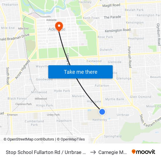 Stop School Fullarton Rd / Urrbrae Agricultural High School - West side to Carnegie Mellon University map