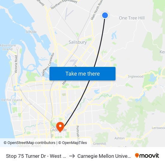 Stop 75 Turner Dr - West side to Carnegie Mellon University map