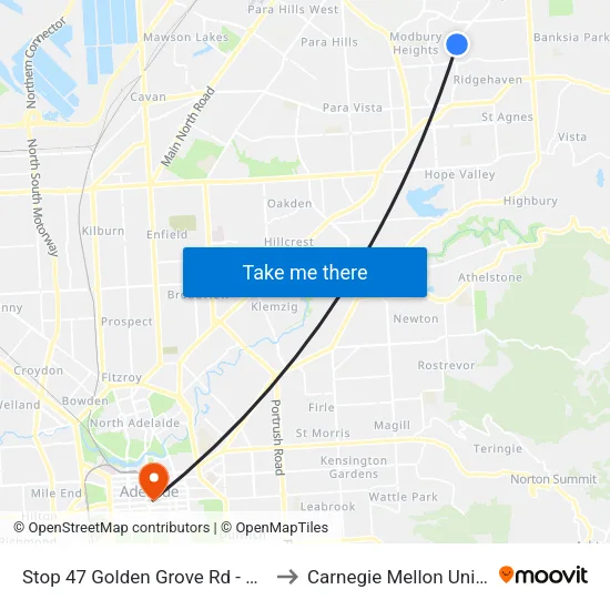 Stop 47 Golden Grove Rd - East side to Carnegie Mellon University map