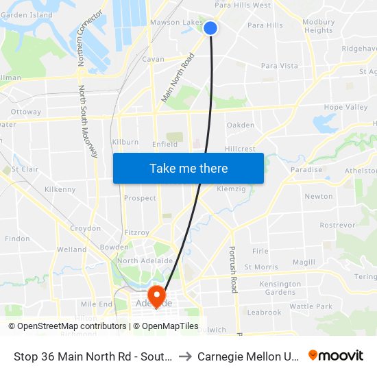 Stop 36 Main North Rd - South East side to Carnegie Mellon University map