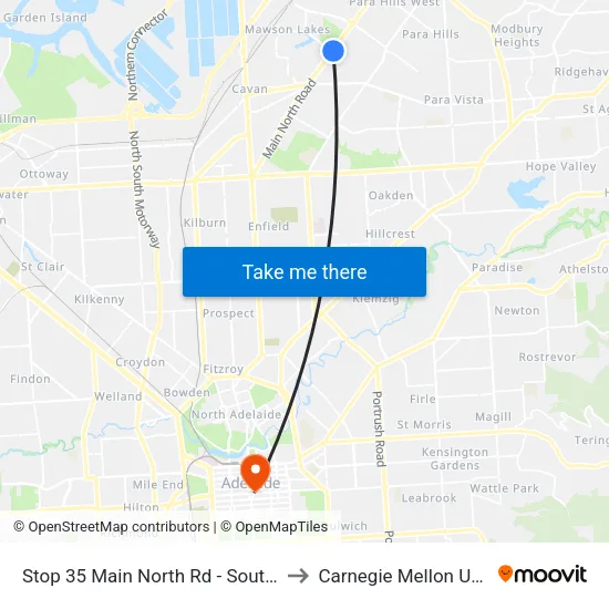 Stop 35 Main North Rd - South East side to Carnegie Mellon University map
