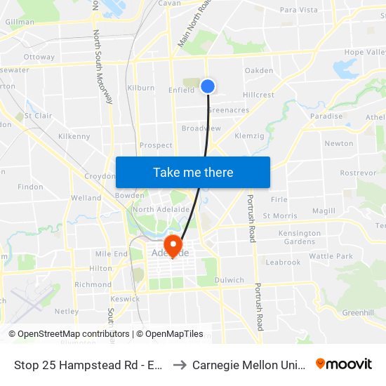 Stop 25 Hampstead Rd - East side to Carnegie Mellon University map