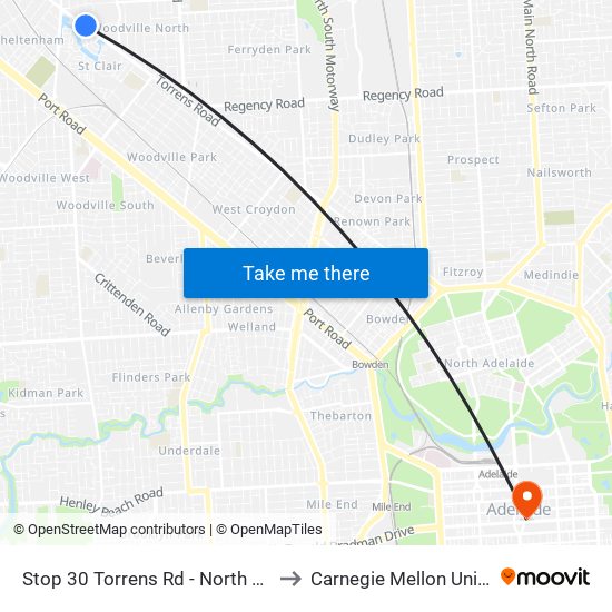 Stop 30 Torrens Rd - North East side to Carnegie Mellon University map