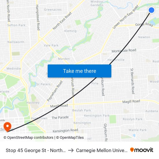 Stop 45 George St - North side to Carnegie Mellon University map