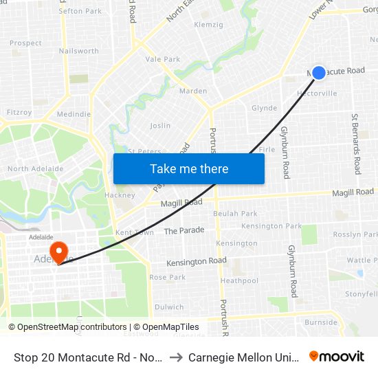 Stop 20 Montacute Rd - North side to Carnegie Mellon University map