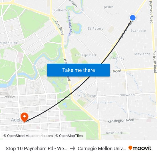 Stop 10 Payneham Rd - West side to Carnegie Mellon University map