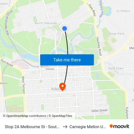 Stop 2A Melbourne St - South East side to Carnegie Mellon University map