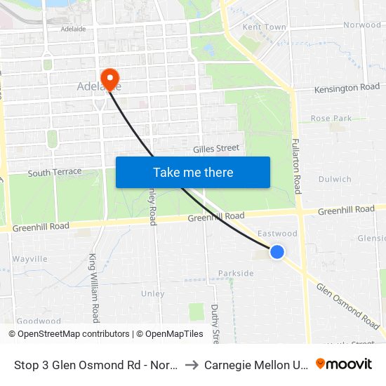 Stop 3 Glen Osmond Rd - North East side to Carnegie Mellon University map