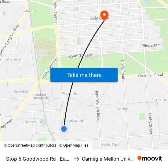 Stop 5 Goodwood Rd - East side to Carnegie Mellon University map