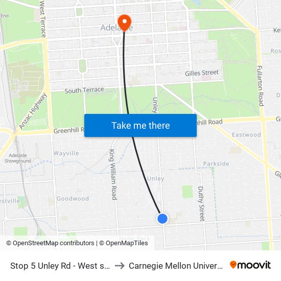 Stop 5 Unley Rd - West side to Carnegie Mellon University map
