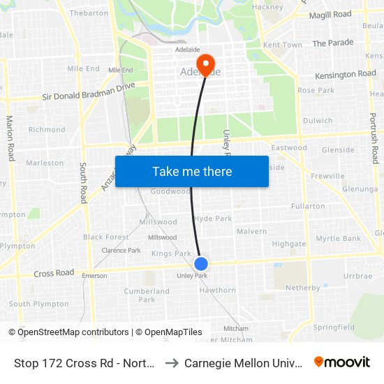 Stop 172 Cross Rd - North side to Carnegie Mellon University map