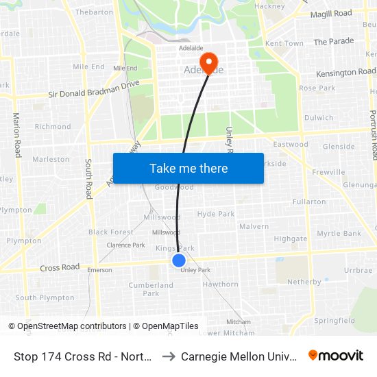 Stop 174 Cross Rd - North side to Carnegie Mellon University map