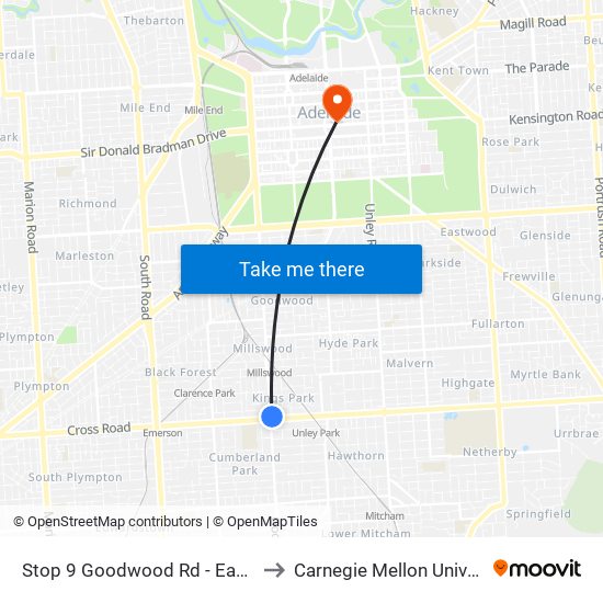 Stop 9 Goodwood Rd - East side to Carnegie Mellon University map