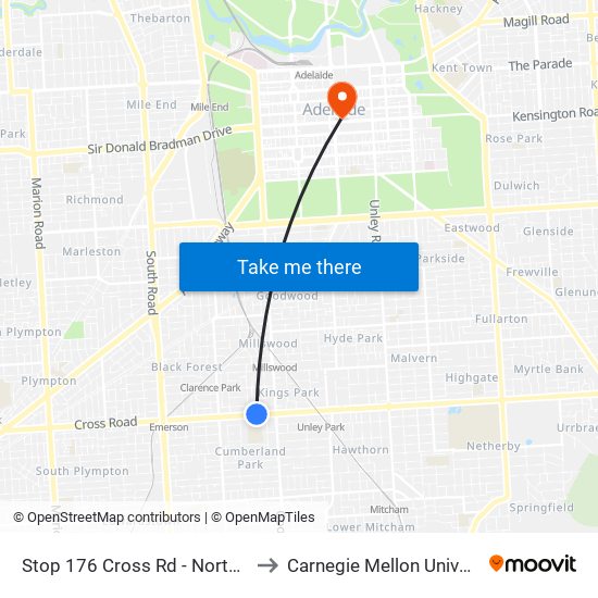 Stop 176 Cross Rd - North side to Carnegie Mellon University map