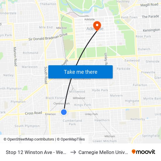 Stop 12 Winston Ave - West side to Carnegie Mellon University map