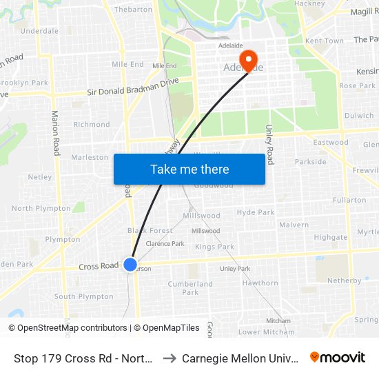 Stop 179 Cross Rd - North side to Carnegie Mellon University map