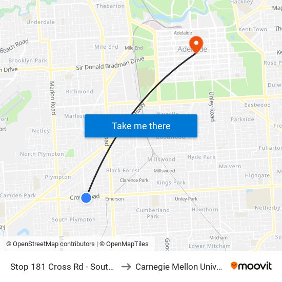 Stop 181 Cross Rd - South side to Carnegie Mellon University map