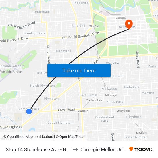 Stop 14 Stonehouse Ave - North side to Carnegie Mellon University map