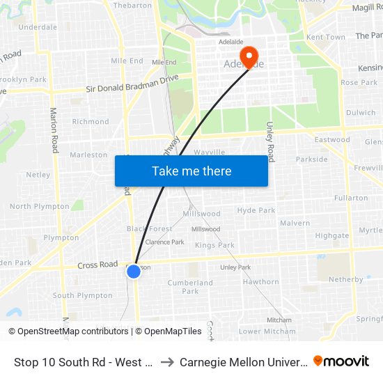 Stop 10 South Rd - West side to Carnegie Mellon University map