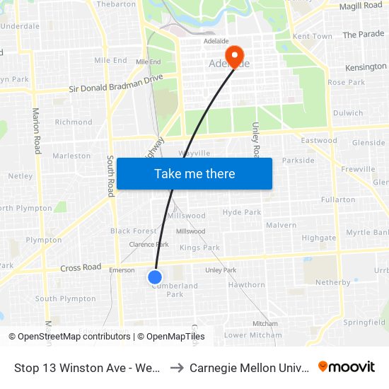 Stop 13 Winston Ave - West side to Carnegie Mellon University map